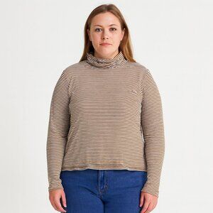 Madewell Turtleneck Brown White Stripe Long Sleeve Size Large
